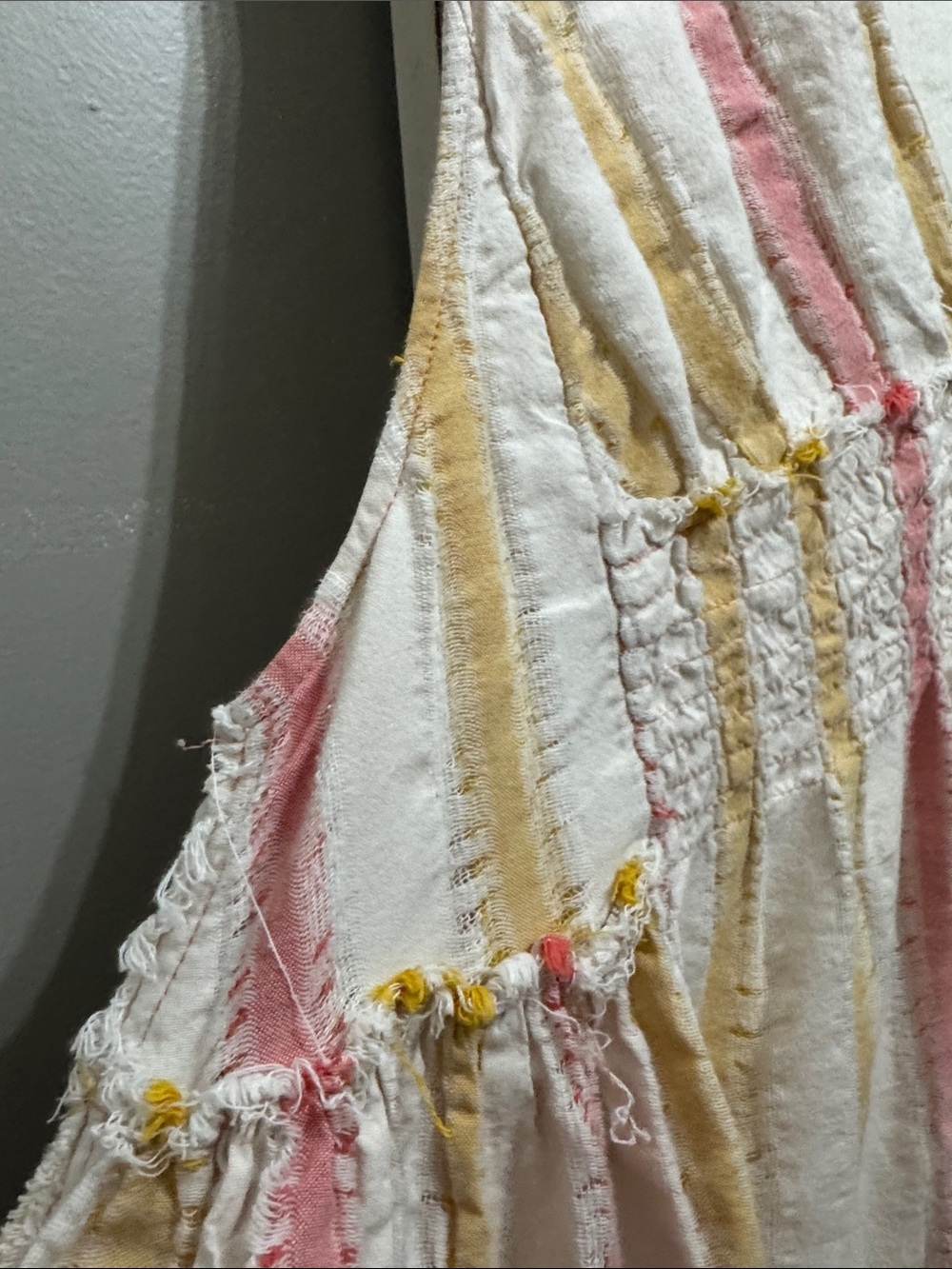 Free People Cream Dress with Pink & Yellow Stripes M Do it again mini boho - Picture 7 of 15